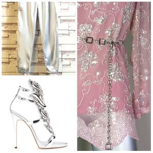 Lord Taylor Floral Sequins & Beads Sheer VinTage Cocktail Evening Party Top